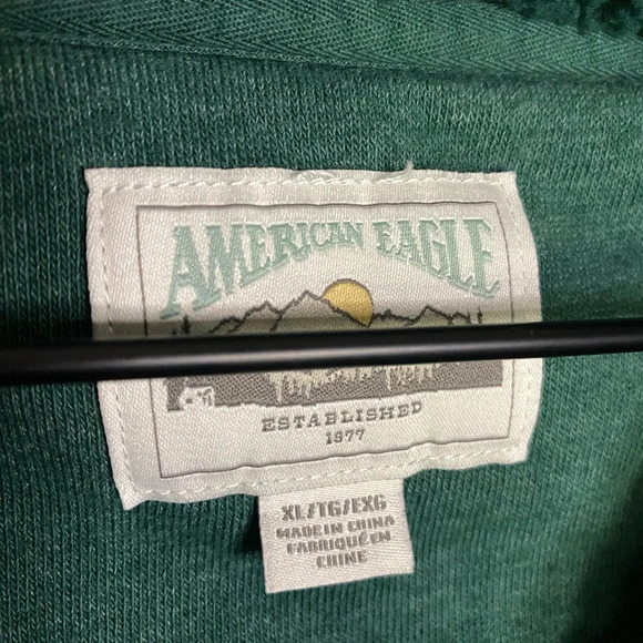 American Eagle Green sweatshirt XL Sherpa collar Super Soft Goblin Gremlincore - Picture 2 of 7